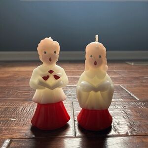 Pair of Vintage Choir Boy & Girl Gurley Novelty Co. Candles Made In USA New